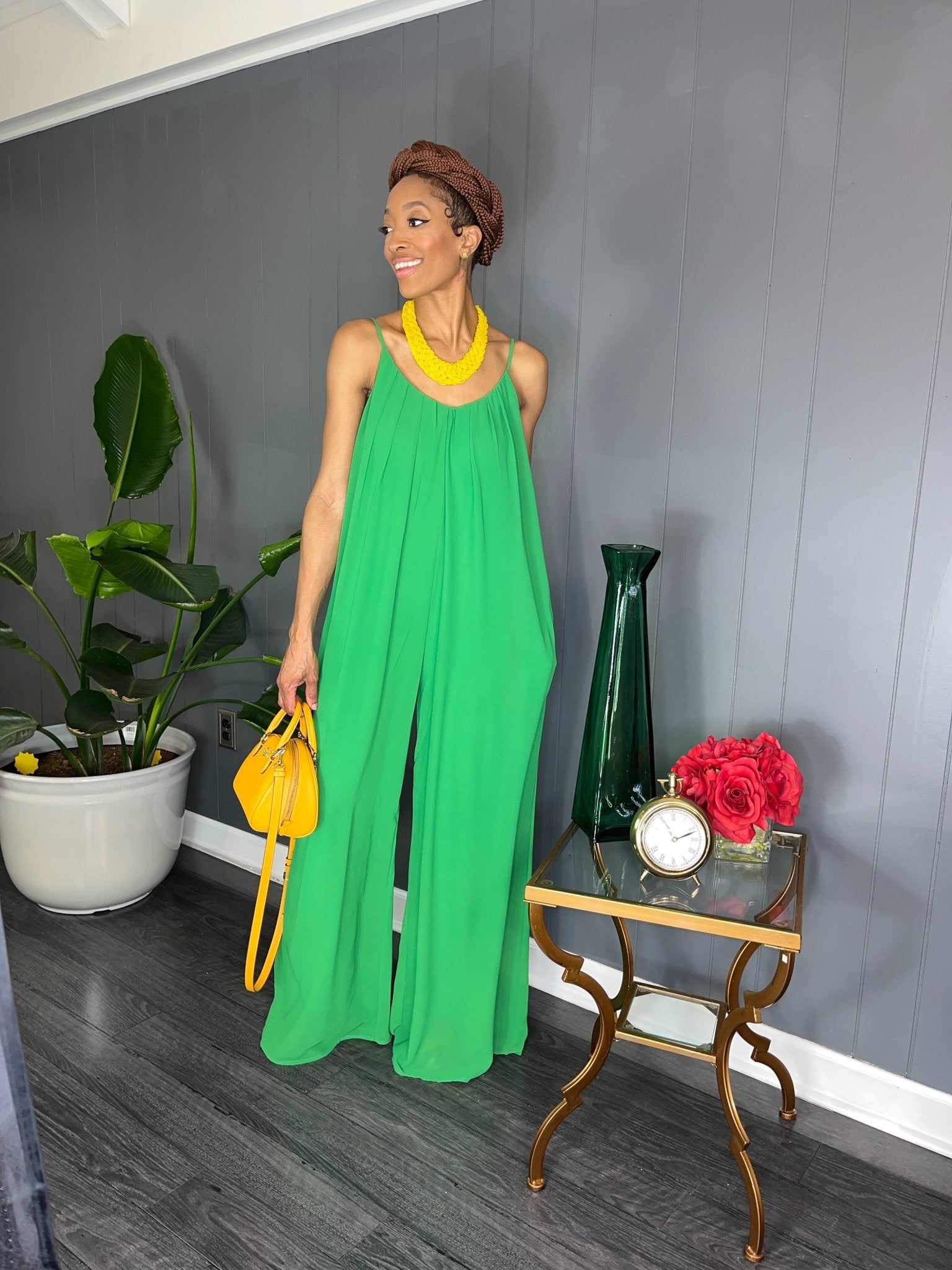 Flowy Wide Leg Jumpsuit Kelly Green / Small Flowy Wide Leg Jumpsuit Kelly Green / Small