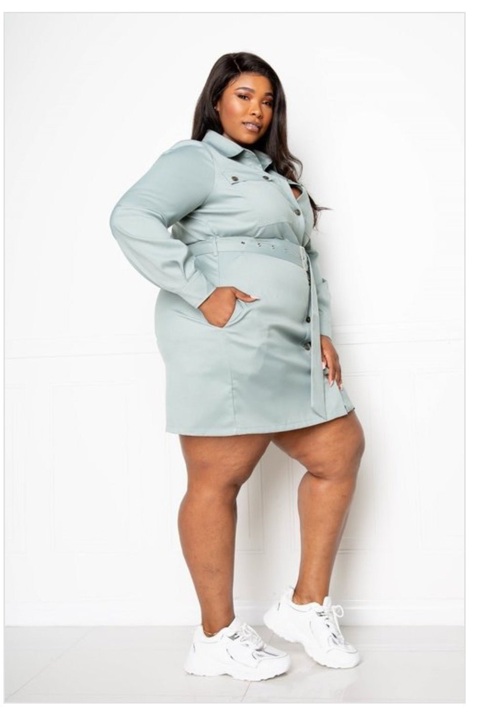 Plus Sage Shirt Dress 2X Plus Sage Shirt Dress 2X