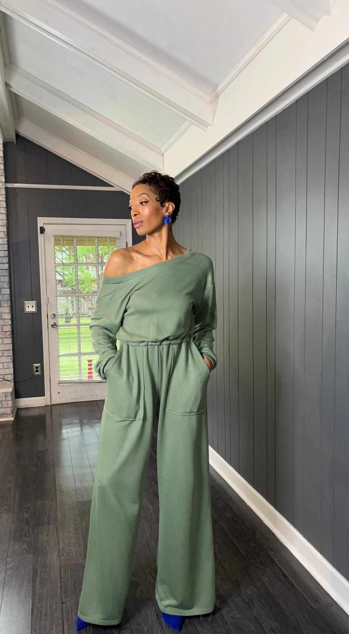 Sage Flowy Jumpsuit Medium Sage Flowy Jumpsuit Medium
