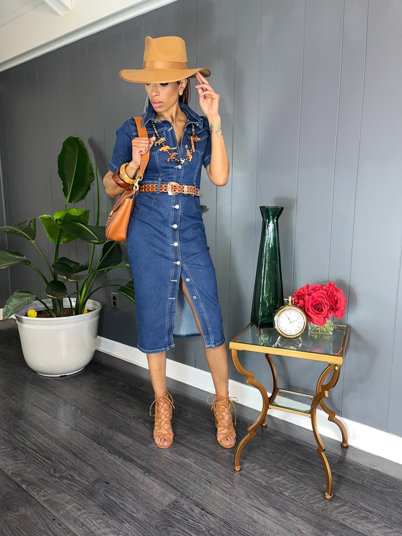 Button Up Denim Dress GlassHouse Chic Button Up Denim Dress GlassHouse Chic