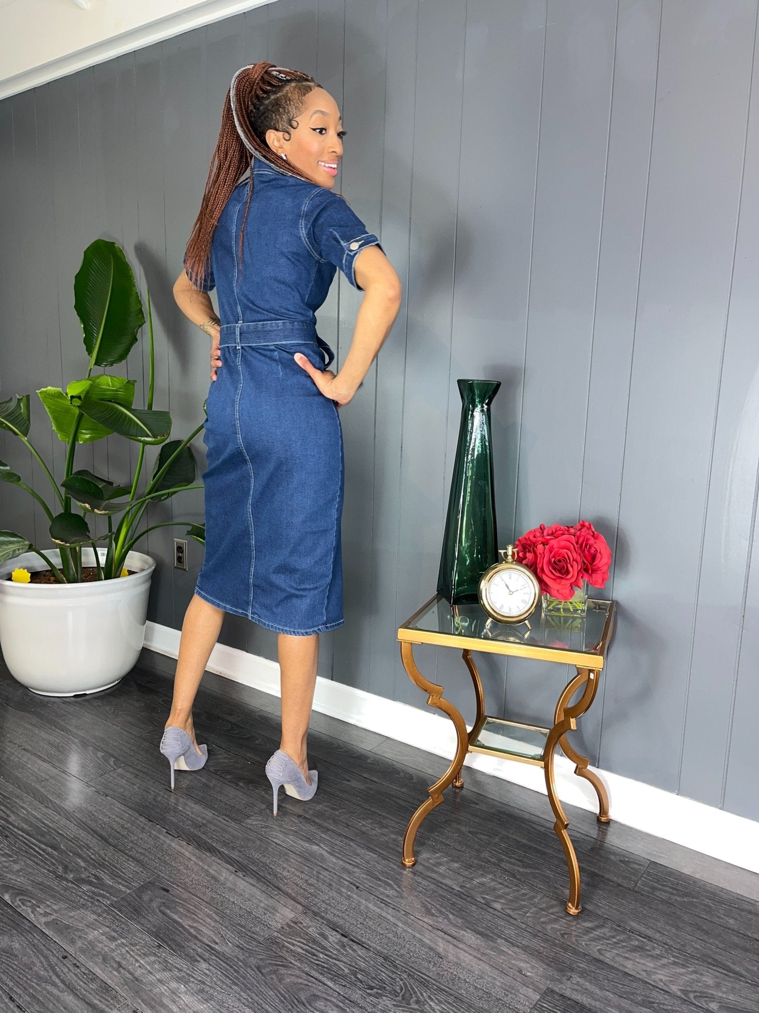 Button Up Denim Dress GlassHouse Chic Button Up Denim Dress GlassHouse Chic