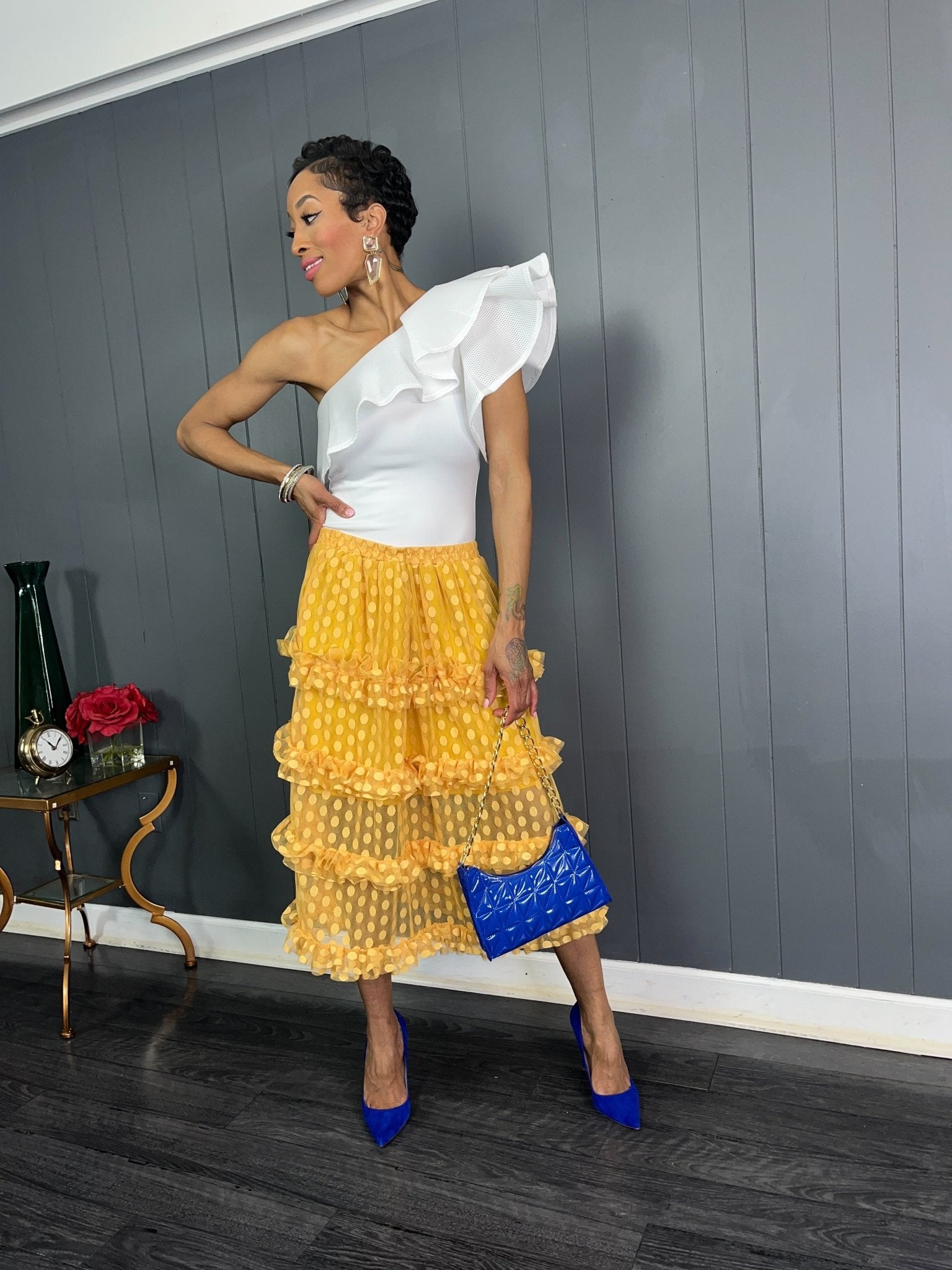 Yellow Ruffle Skirt - GlassHouse Chic